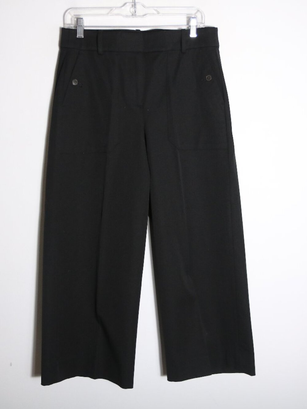 J Crew Sydney Wide Leg Pant Bi Stretch Cotton Blend Womens 10 Black High Rise